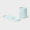 Kids' Fluted Cup with Tray Toothbrush Holder Teal - Pillowfort™: Kids Bathroom Accessories, Pillowfort Bath Decor - image 3 of 3