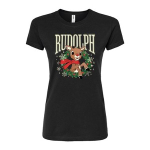 Women's - Rudolph - Rudolph Wreath Collegiate Fitted Graphic T-Shirt - 1 of 3