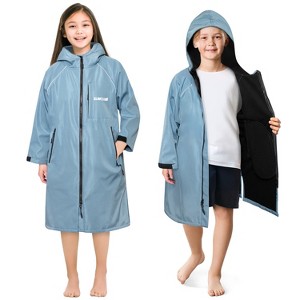 SUN CUBE Swim Parka Boy Girl, Unisex Kids Hooded Changing Robe with Warm Fleece Lining for Swimming, Surfing, Water Sports - 1 of 4