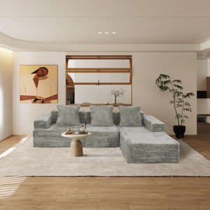 102.4" Wide Modern Modular Sectional Sofa with Deep Seat and Comfy Chaise for Living Room -3irtyhousy - 1 of 4