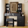 Vanity Desk with LED Lighted Mirror & Stool,6 Drawers + 6 Storage Shelves, Makeup Dressing Table for Bedroom - 2 of 4