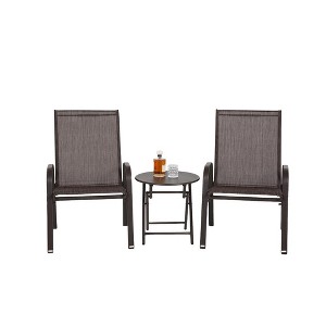 Ridstar 3-Piece Outdoor Patio Set with Camping Chairs and Folding Table For Garden Patio-Brown - 1 of 4