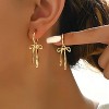 Bow Earrings for Women Gold Bow Earrings for Women-Christmas Earrings Trendy Elegant Bowtie Drop Dangle Hoop Stud Lightweight Hypoallergenic Christmas - 2 of 4