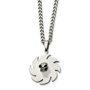 Black Bow Jewelry Stainless Steel Saw Blade and Skull Necklace - 1 of 4