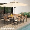 Tangkula 9 PCS Patio Dining Set Table w/ Acacia Wood Top & Umbrella Hole Metal Frame - 3 of 4