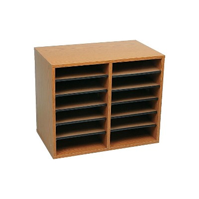 Safco 10-Compartment Literature Organizers 19.5" x 16" Medium Oak (9420MO)