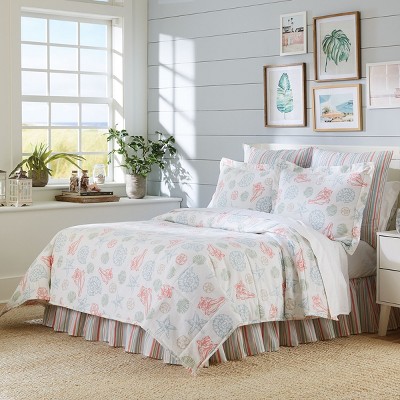 Beachcomber Coral and Blue Cotton Standard Sham