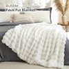 Itopfox Ultra-Soft Faux Fur Throw Blanket, Cream White Fluffy Cozy Rabbit Fleece, Plush Soft Bubble Blanket for Sofa & Bed, Warm Fuzzy Home Decor - 2 of 4