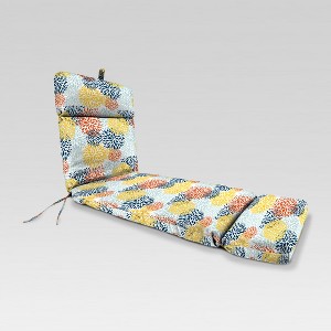 Outdoor French Edge Chaise Lounge Cushion - Blue/Yellow Burst - Jordan Manufacturing