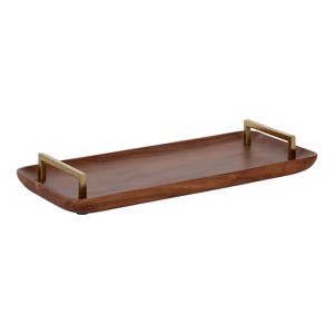 Kate and Laurel Cantwell Tray, 18x8, Walnut Brown - 1 of 4