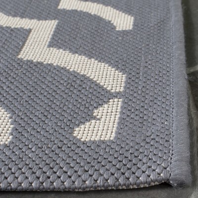 Anthracite and Beige Geometric Indoor/Outdoor Synthetic Rug, 9' x 12'