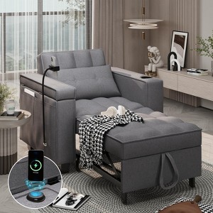 Buenhomino Pull-Out Sleeper Sofa Bed With USB Charging, Upholstered Sofa Chairs with Adjsutable Back and Phone holder - 1 of 4