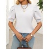 Womens Round Neck Knit Tops Puff Short Sleeve Casual Knit Sweater Blouse - 2 of 4