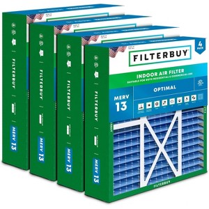 Filterbuy 16x20x5 Air Filter (4-Pack), Pleated MERV 13 Health Defense HVAC AC Furnace Air Filters for Honeywell FC100A1003, Lennox X0592, & More - 1 of 4