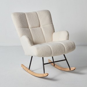 FERPIT Upholstered Teddy Velvet Rocking Accent Chair, Armchair with High Back for Living Room - 1 of 4