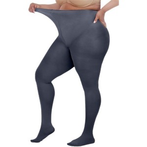 Opaque Plus Size Tights for Women - Microfiber, Run Resistant Toe Plus Size Stockings - Footed Tights Pack, 1X-8X - 1 of 4