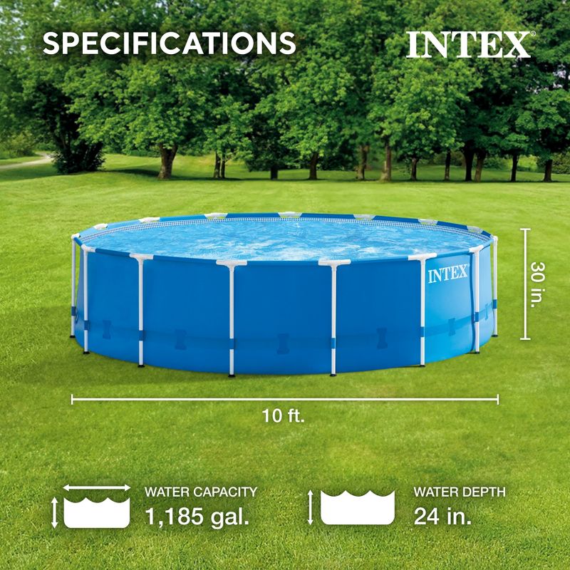 Intex 28201EH 10' x 30" Metal Frame Round Above Ground Swimming Pool, 3 of 9
