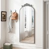 Runesay Arched Full Body Mirror with Vintage Ornate Carved Applique on Top, Hanging Wall Mounted Mirror - 3 of 4