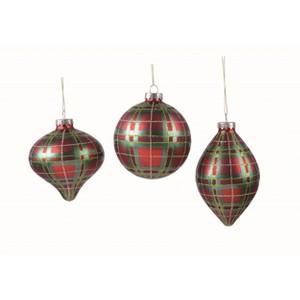 Transpac Glass Red/Green Christmas Ornament Set of 3 Christmas Home Decorations - 1 of 1