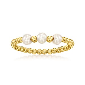 Pure Collection by Ross-Simons 3-4mm Cultured Pearl Bead Ring in 14kt Yellow Gold - 1 of 4