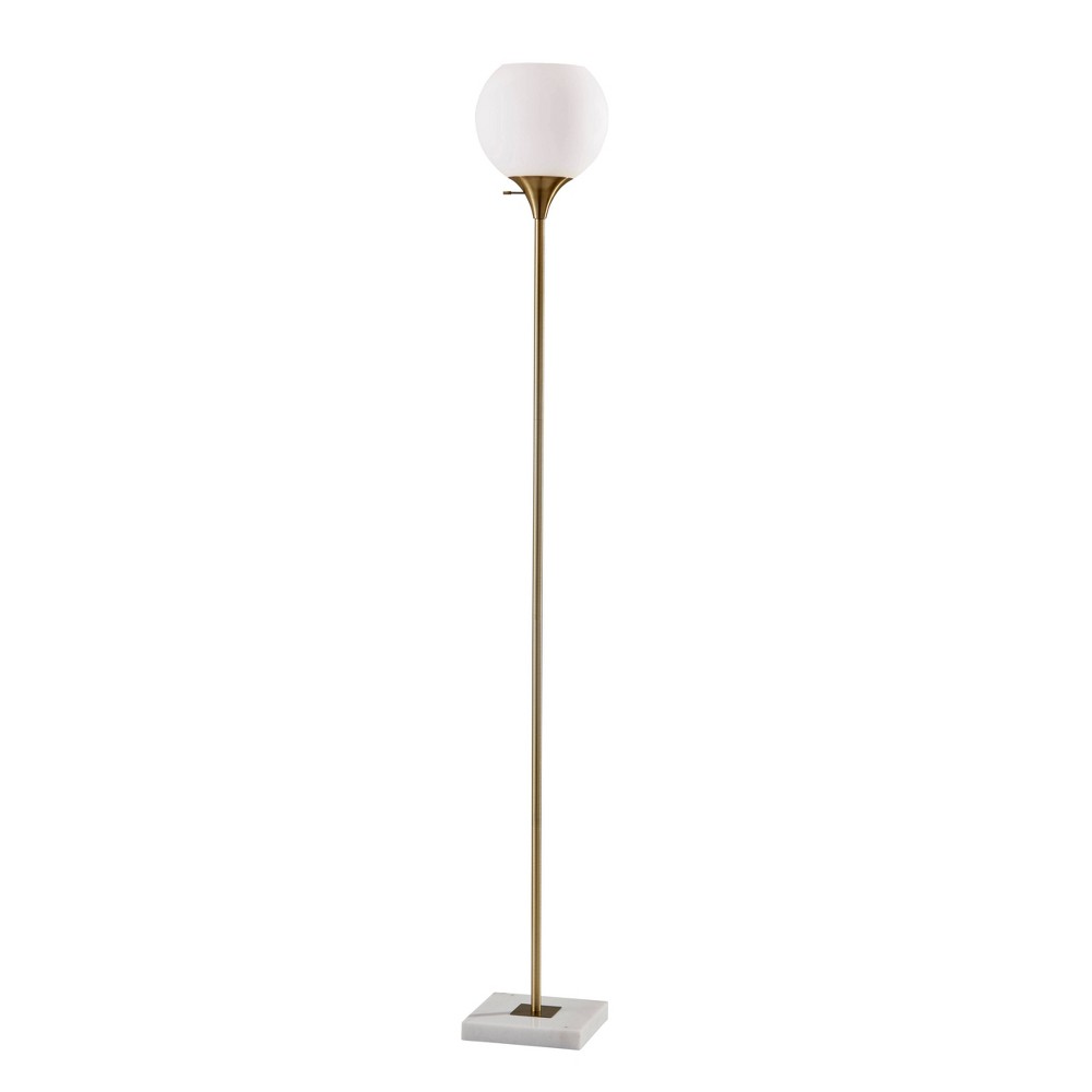 Photos - Floodlight / Street Light Adesso 71" 3-way Fiona Torchiere Brass: Opal Glass, Marble Base, ETL Liste 