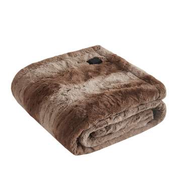 50"x64" Marselle Faux Fur Electric Heated Wrap with Built In Controller