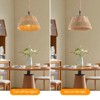YIYIBYUS 1-Light Wood Rustic Shaded Pendant Light with Woven Hemp Rope Shade - 3 of 4