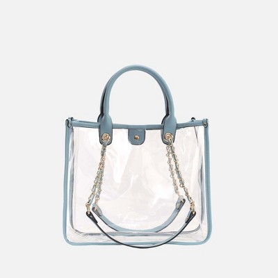 MKF Collection Diva PVC Clear Tote Bag with Tweed Bucket Bag by Mia K- Denim — фото 2