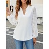 Women's Puff Long Sleeve Shirts v Neck Loose t-Shirts Dressy Casual Work Blouses 2025 Fall Tops Trendy Clothes - 2 of 4