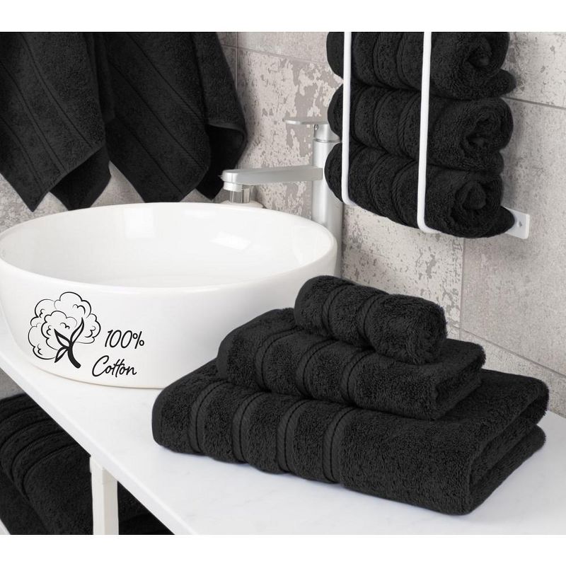 American Soft Linen Luxury 3 Piece Towel Set, 100% Cotton Soft Absorbent Bath Towels for Bathroom, 2 of 10