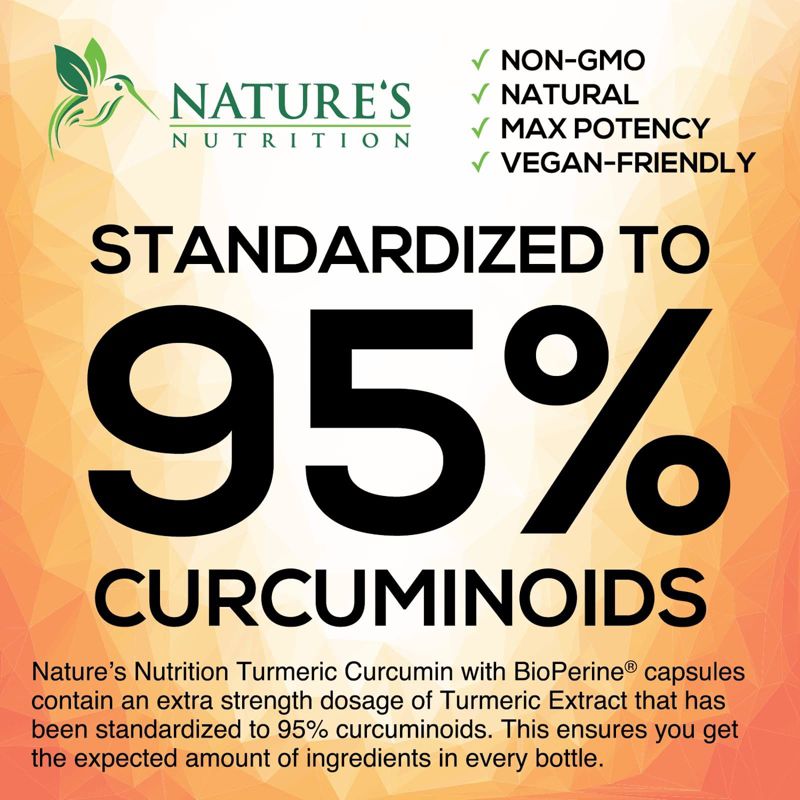 Nature's Nutrition Turmeric Curcumin with BioPerine 95% Standardized Curcuminoids 1950mg, 4 of 11
