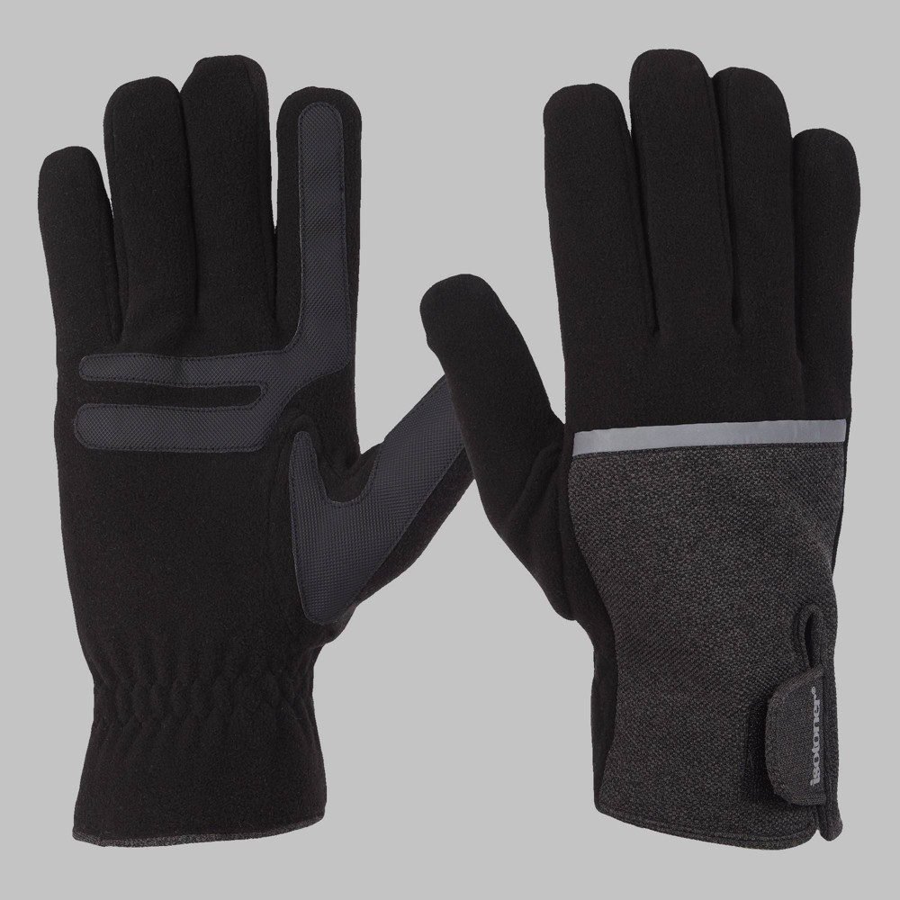 Isotoner Men's Tech Stretch Fleece Gloves - Black XL