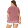 Agnes Orinda Women's Plus Size Pin Dots Notched V-Neck Dressy Trendy Fashion Casual Summer Blouses - 4 of 4