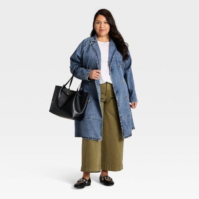 Women's Denim Trench Coat - Ava & Viv' Medium Wash - image 3