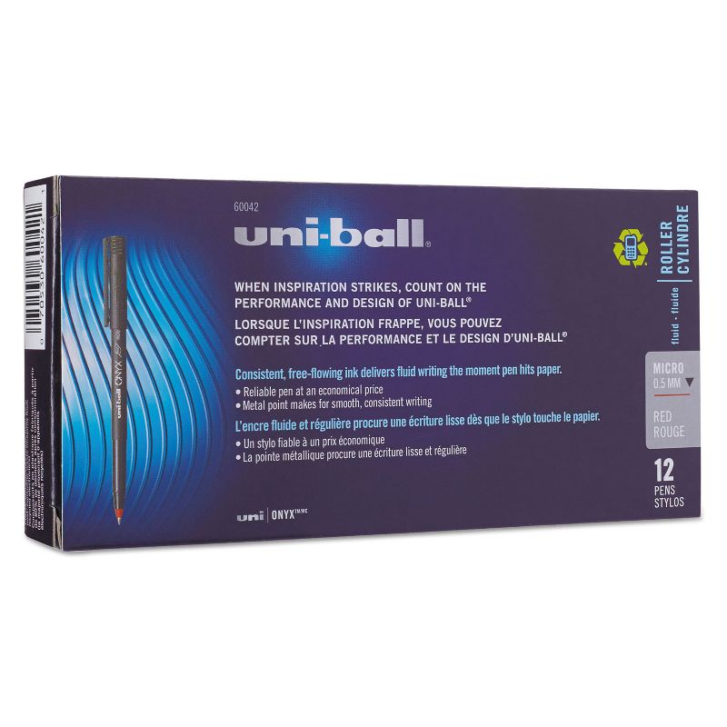 uni-ball Onyx Roller Ball Stick Dye-Based Pen Red Ink Micro Dozen 60042, 5 of 9