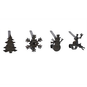 4pk Original MantleClip with Assorted Icons Black: Freestanding, Metal Stocking Hangers for Mantel Decor - 1 of 2
