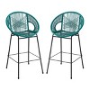 Set of 4 Outdoor Patio Barstools,Faux Wicker Bar Stools with Iron Frame,Modern Woven Bar Chairs for Garden or Balcony-Cuddlewood - 3 of 4