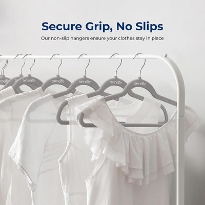 Gray Velvet Non-Slip Heavy Duty Hanger Set, 10 Pieces