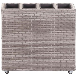 vidaXL Planter with Wheels Flower Box with Removable Inner Pots Poly Rattan - 1 of 4