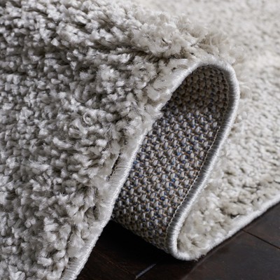 Light Grey Synthetic Shag Area Rug 3' x 5'