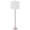 Uttermost Sussex Nickel Buffet Lamp – 35" Tall, Crystal & Marble Base, White Linen Drum Shade, Polished Finish - 4 of 4