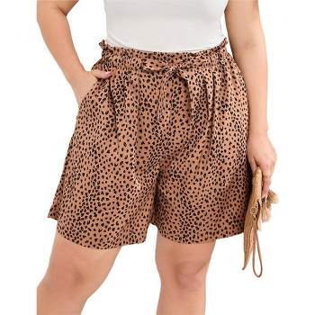 Plus Size Loose Casual Shorts Women Elastic Tie Waist Summer Dressy Shorts Wide Leg Comfy Lounge Shorts