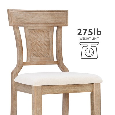 Rylan 30" Gray Wash Finish & Beige Linen Solid Wood Barstool