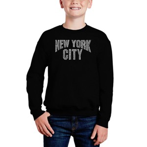 LA Pop Art Nyc Neighborhoods - Boy's Word Art Crewneck Sweatshirt - 1 of 3