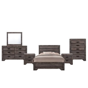 6pc Queen Grayson Panel Bedroom Set Gray Oak - Picket House Furnishings