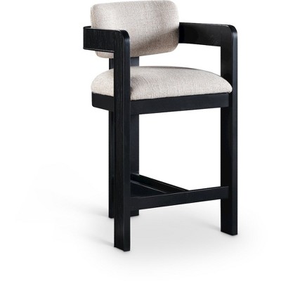 Meridian Furniture,Sacha Beige Linen Textured Fabric Stool