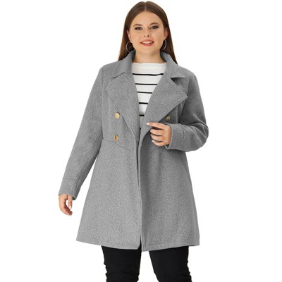 Agnes Orinda Women's Plus Size Winter Fashion Double Breasted with Pockets Warm Pea Coats