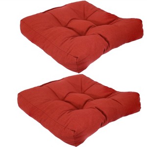 Sunnydaze Indoor/Outdoor Square Tufted Patio Chair Seat and Back Cushions - 20" - 2pk - 1 of 4