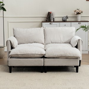 NicBex Convertible Loveseat Sofa Small Couch with Removable Storage Ottomans,Upholstered Sleeper Sofa for Living Room,Bedroom,Office - 1 of 4