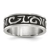 Chisel Stainless Steel Brushed Enameled Swirl Design 7mm Band Ring - 2 of 4